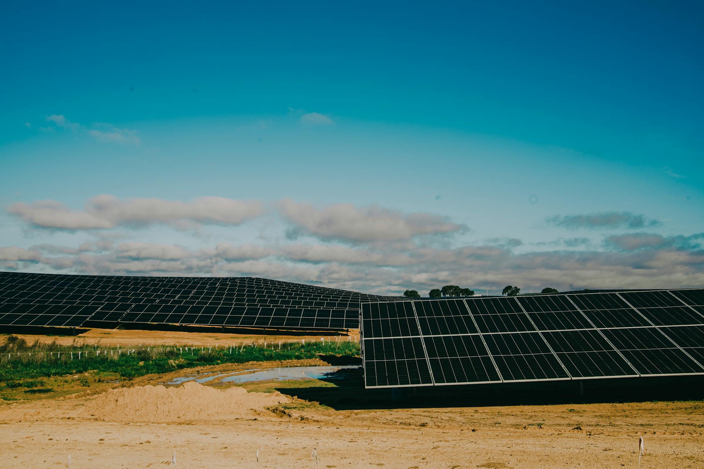 Solar array under an open sky